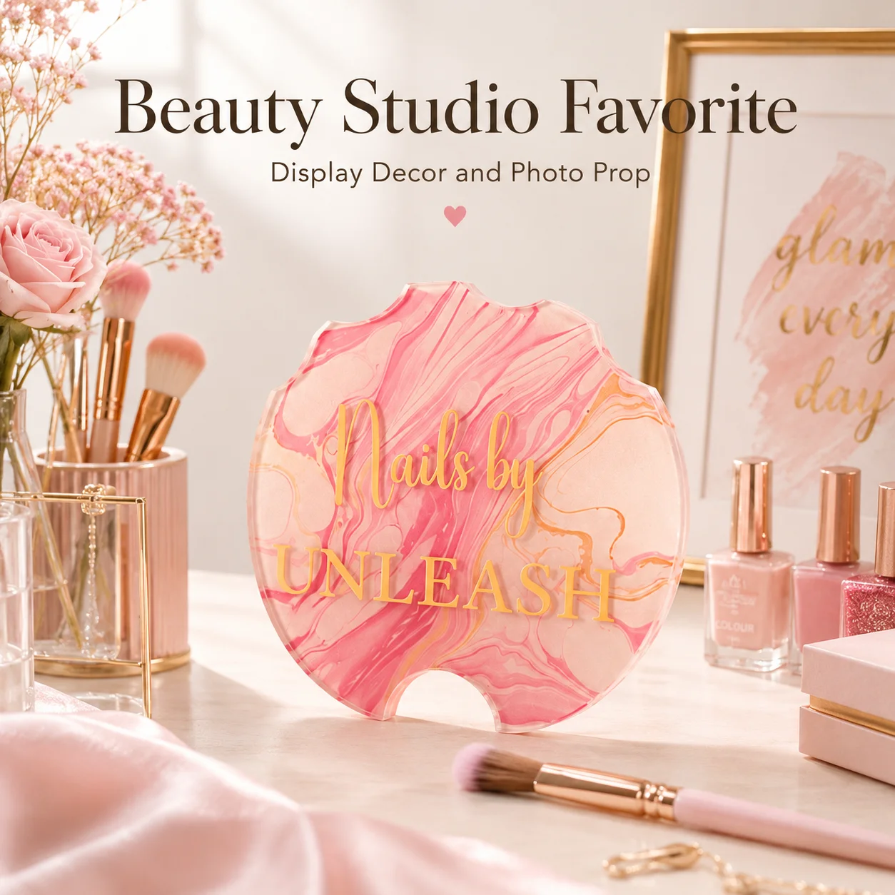 

Personalized Acrylic Nailfie Shooting Disc Custom Logo Text Manicure Art Display Tool For Beauty Nail Salon Social Media Content