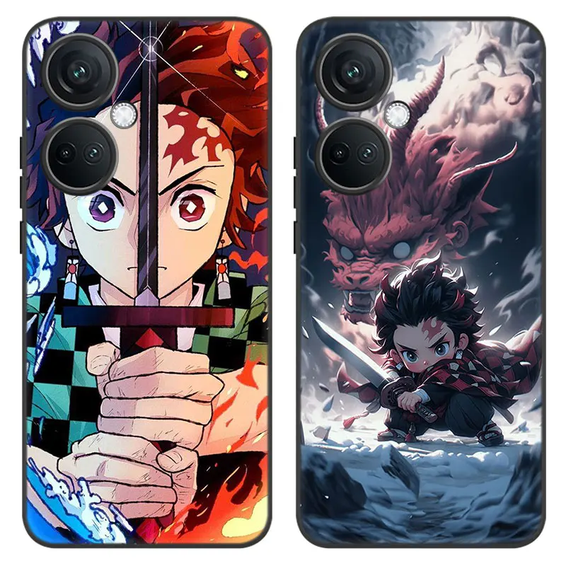 غطاء كرتون أنيمي لـ OnePlus ، Tanjiro Kamado ، جراب هاتف أسود ، مناسب لـ Nord CE3 Lite 3 ، 12 ، 11 ، 2T ، N30 ، CE2 ، N300 ، N200 ، 10 ، 9RT ، الآس ، 2V برو ، 5G