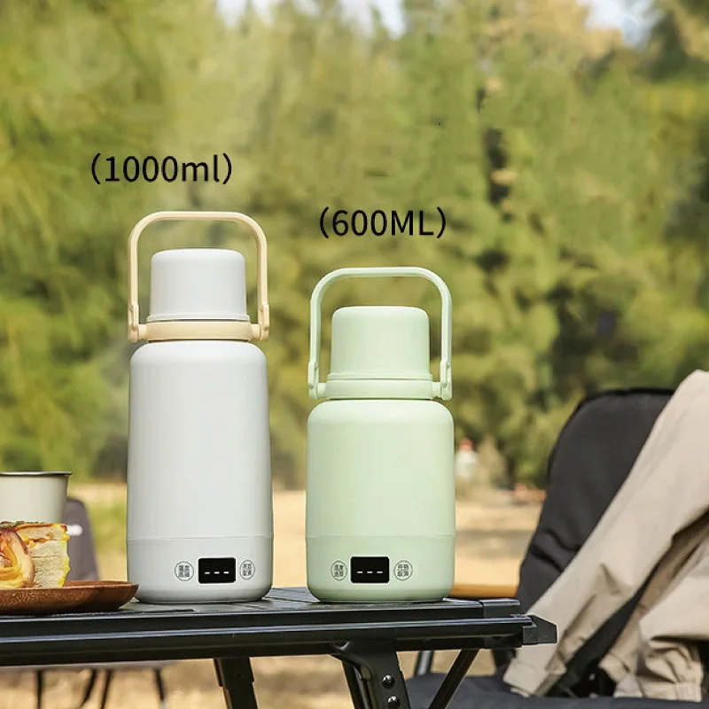 1000ml Travel Electric Water Bottle 304 Stainless Steel Outdoor 24H Keep Warm Kettle Hot Water Cup Portable Electric Kettle 220V