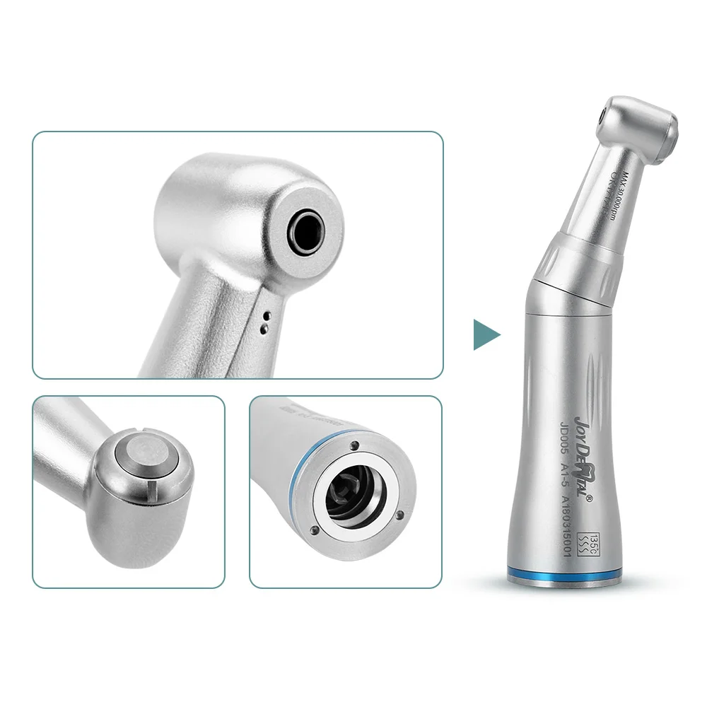 Dental Low Speed Handpiece Press Button Contra Angle 1:1 E-type 4 Holes Air Motor With Internal Water Cooling System