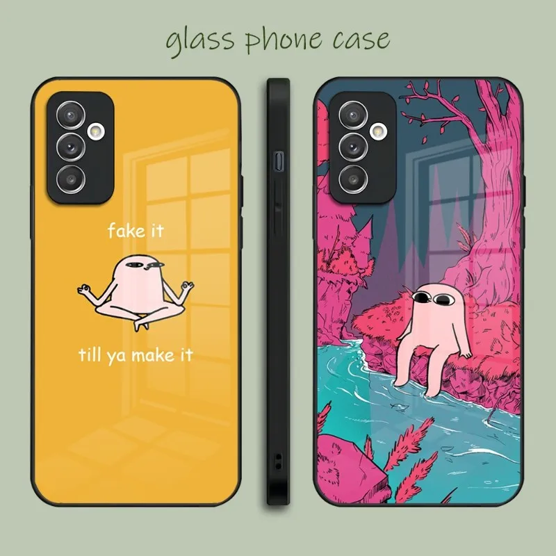 Ketnipz Cute Cartoon Phone Case Tempered Glass For Samsung A51 A22 A52 A12 A32 A42 S22 S21FE S20 Ultra Note 20 10 Pro Plus Cover