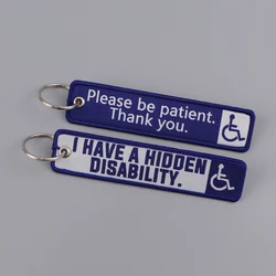 Disability Awareness Embroidery Key Fobs Key Tags Keychain For Motorcycles Cars Key Ring Accessories Chaveiro Jewelry Gifts