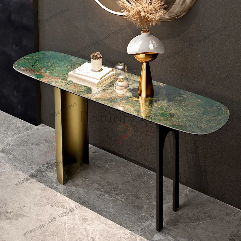 LS very simple rock slab entrance table light luxury modern wall strip case living room entry end view table