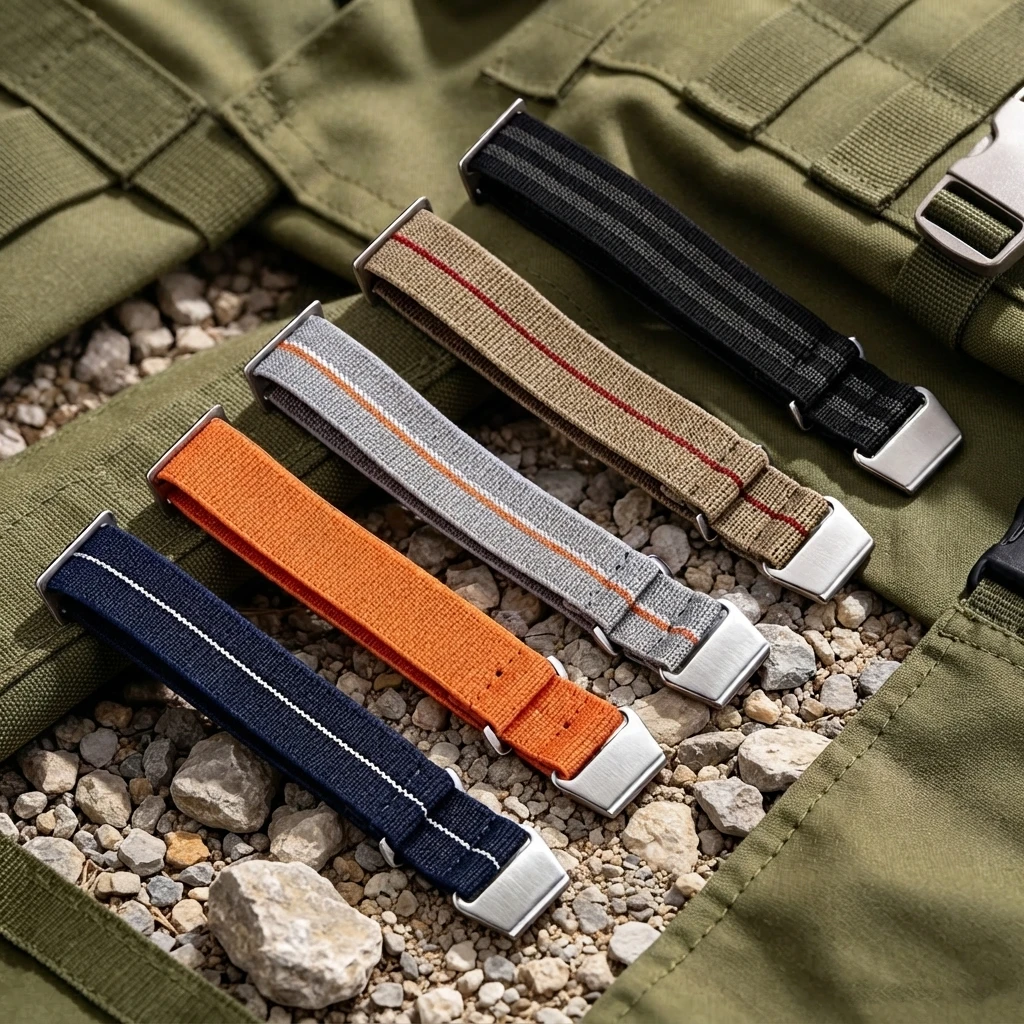 Elastisches, geflochtenes Nylon-Uhrenarmband, 20 mm, 22 mm, französisches Fallschirmarmband, universelles Handgelenksband, Sportarmband für Damen und Herren.