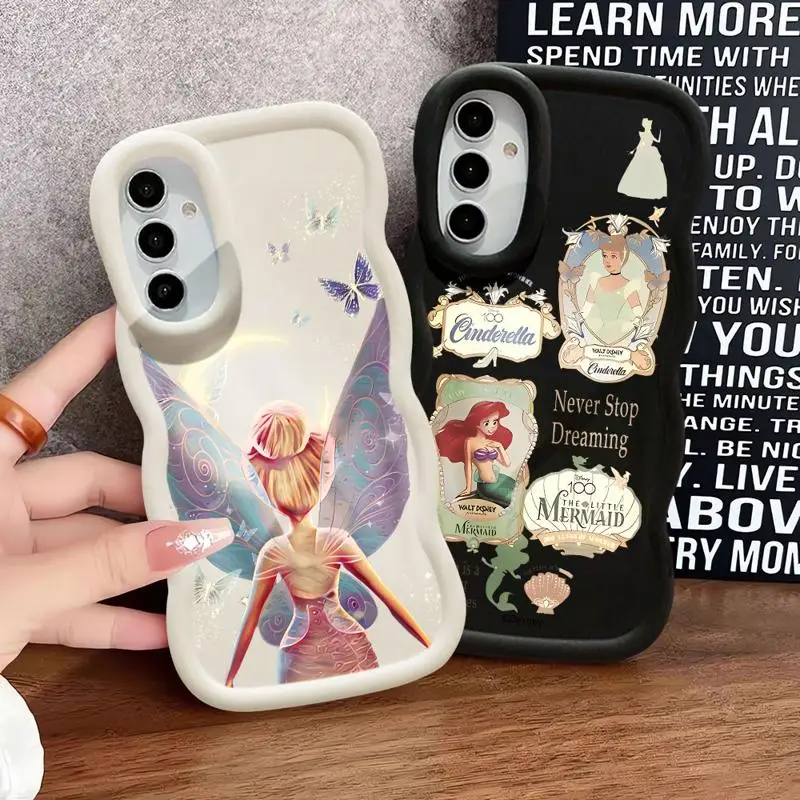 Disney Tinker Bell Cinderella Macaron Waves Phone Case for Samsung Galaxy A55 A54 A53 A52 A51 A14 A13 A12 A33 A23 A32 A21s Cover