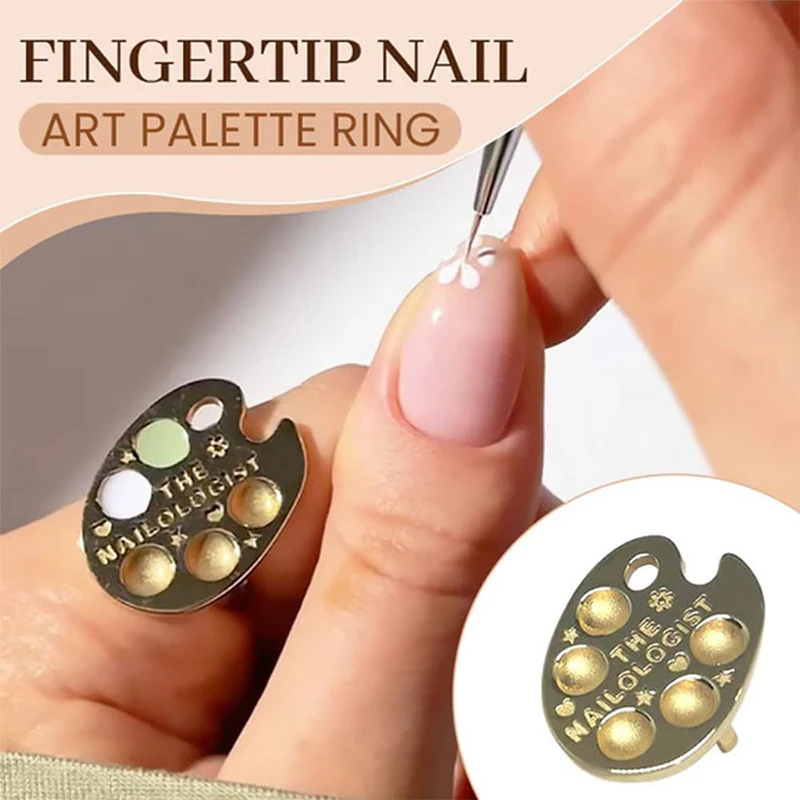 2/5 pezzi tavolozza per manicure con punta delle dita anello tavolozza per unghie con punta delle dita anello tavolozza di smalto per unghie in resina indossabile per nail art