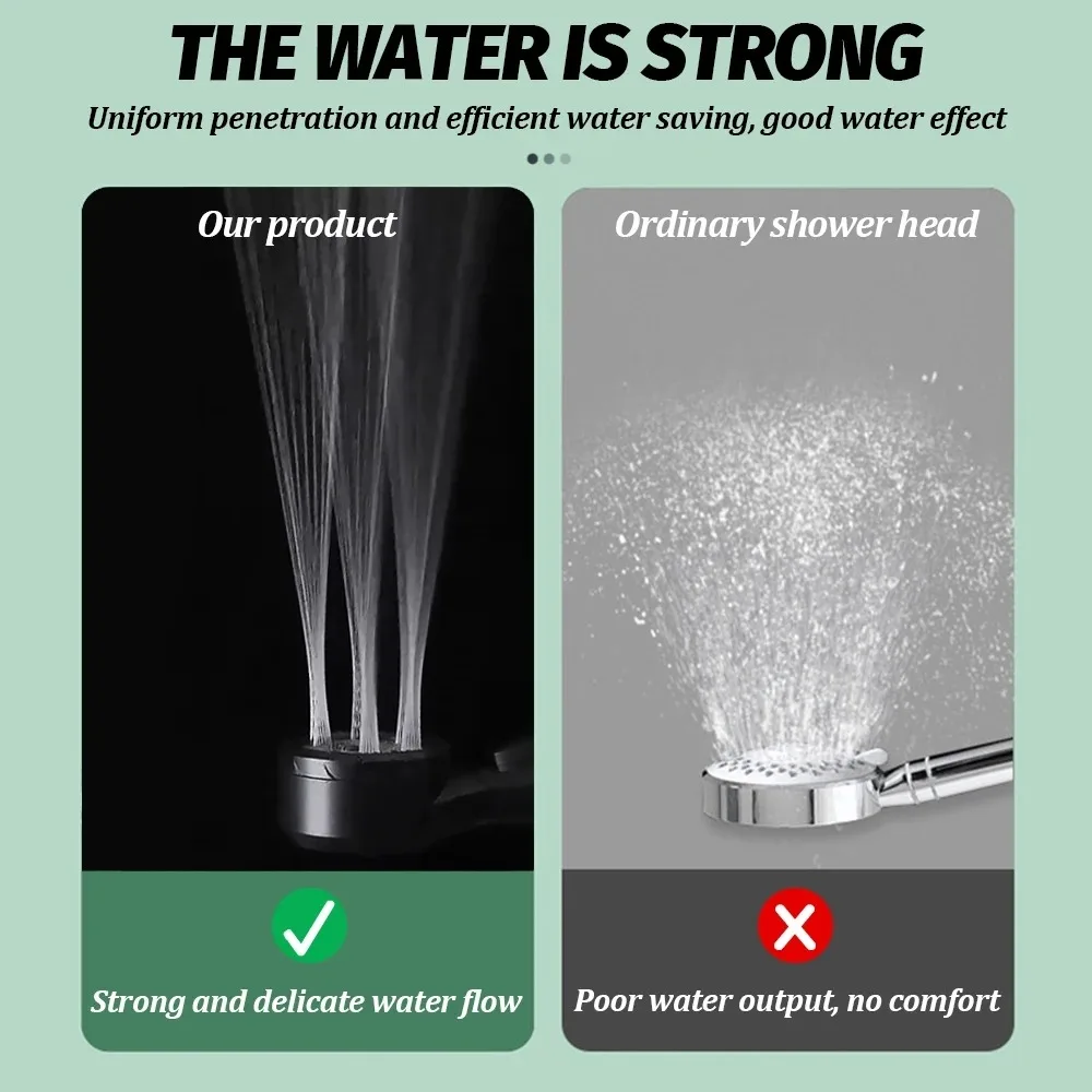 New High Pressure Handheld LED Shower Head Temperature Display 4 Mode Adjustable Water-saving Nozzle Bathroom Rain Shower Head