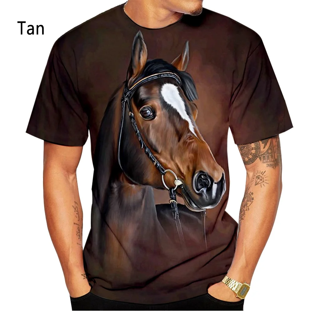 New Fashion Animal Horse 3D Printed T-shirt Men\'s and Women\'s Summer Casual Short-sleeved Harajuku Street Shirt Tops