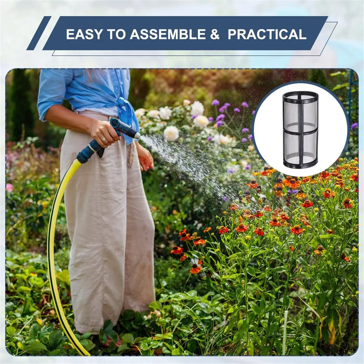 100 Mesh in-Line Strainer Replacement - 4 Pcs Stainless Steel Filter Screen for Garden Hose