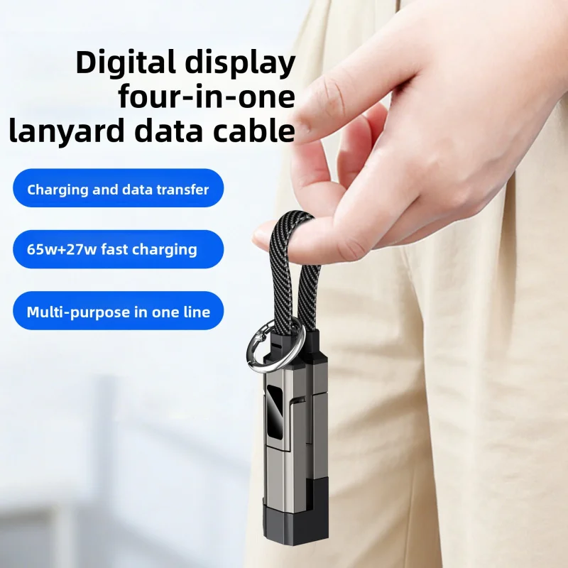 

Hot-Selling 2026 New CEYYOR 4-in-1 Charging Cable - Digital Display Braided Keychain Super Fast Charge Zinc Alloy