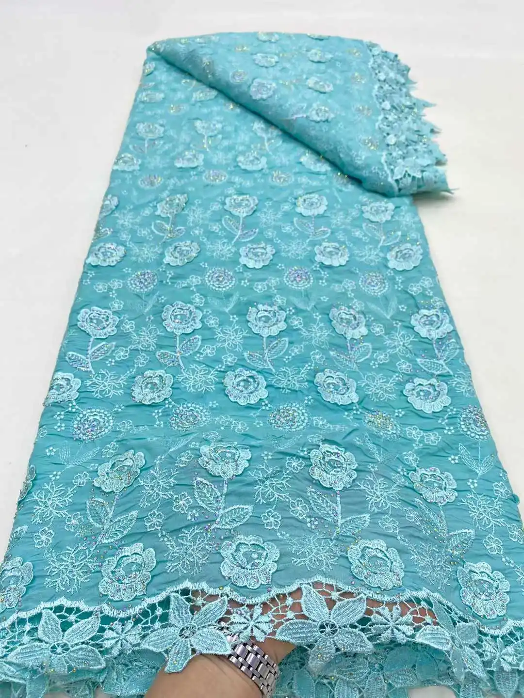 

African Slik Mlik Stones Fabrics 2025 New Fabric Nigerian Tulle Water Soluble Lace French Sewing For Women Wedding Party Dresses