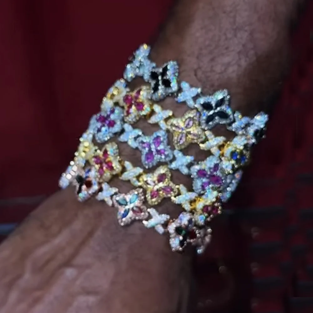 UWIN Colorful CZ Floral Infinity Chain Bracelets with Box Clasp Pave Setting AAAAA Cubic Zircon Bracelets Fashion Jewelry