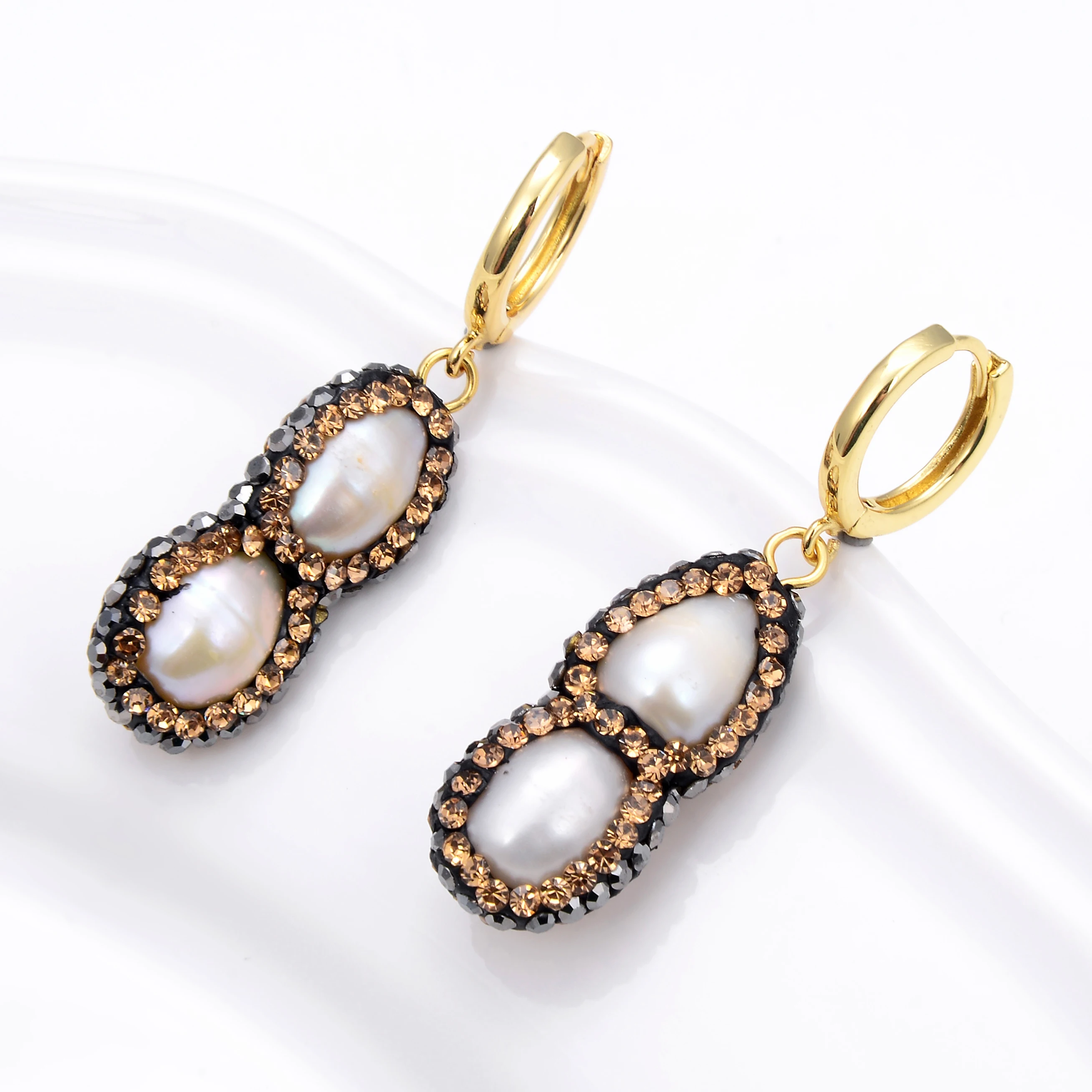 2022 New Natural Baroque Pearl Long Earrings For Women Simple Handmade Rhinestone Wedding Pendant Earrings Trendy Korean Jewelry