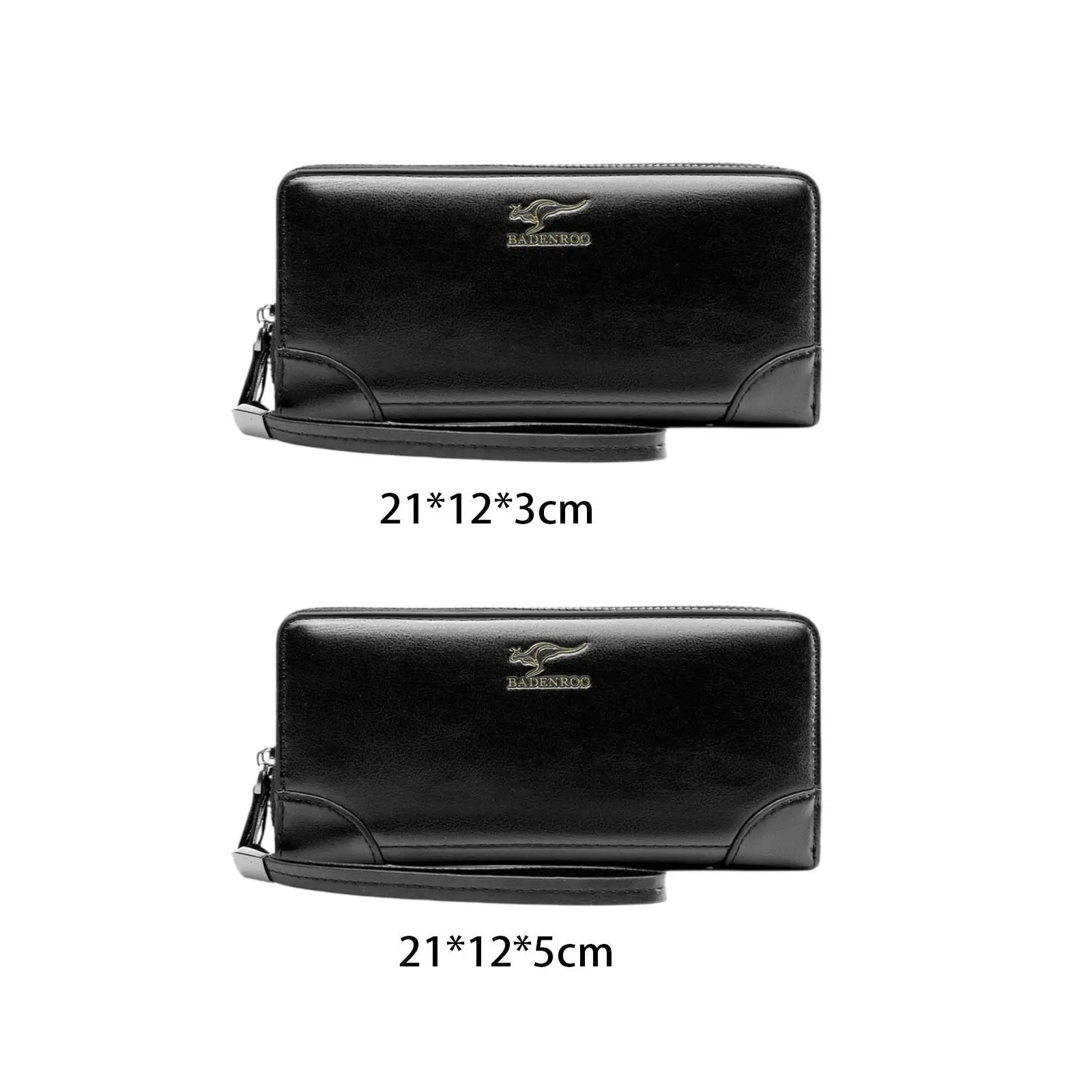 Men's Clutch Bag Stylish Card Organizer Portable Lightweight Zipper Closure Large Capacity Purse Billfold Business Handbag