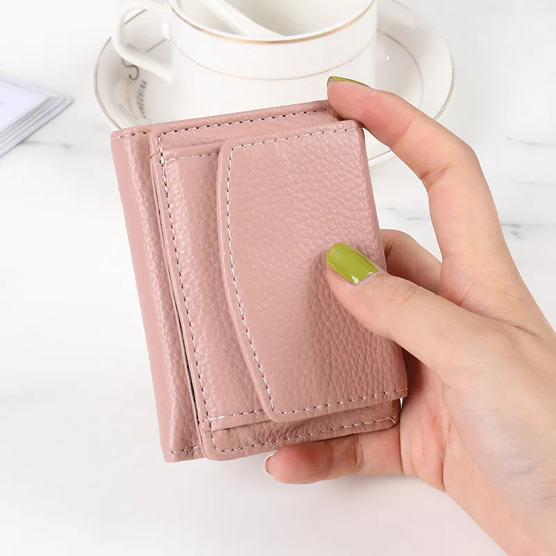 

New Women Genuine Leather Purses Female Small Cowhide Wallets Lady Coin Bag Card Holder Large Capacity Money Bag Portable Clutch