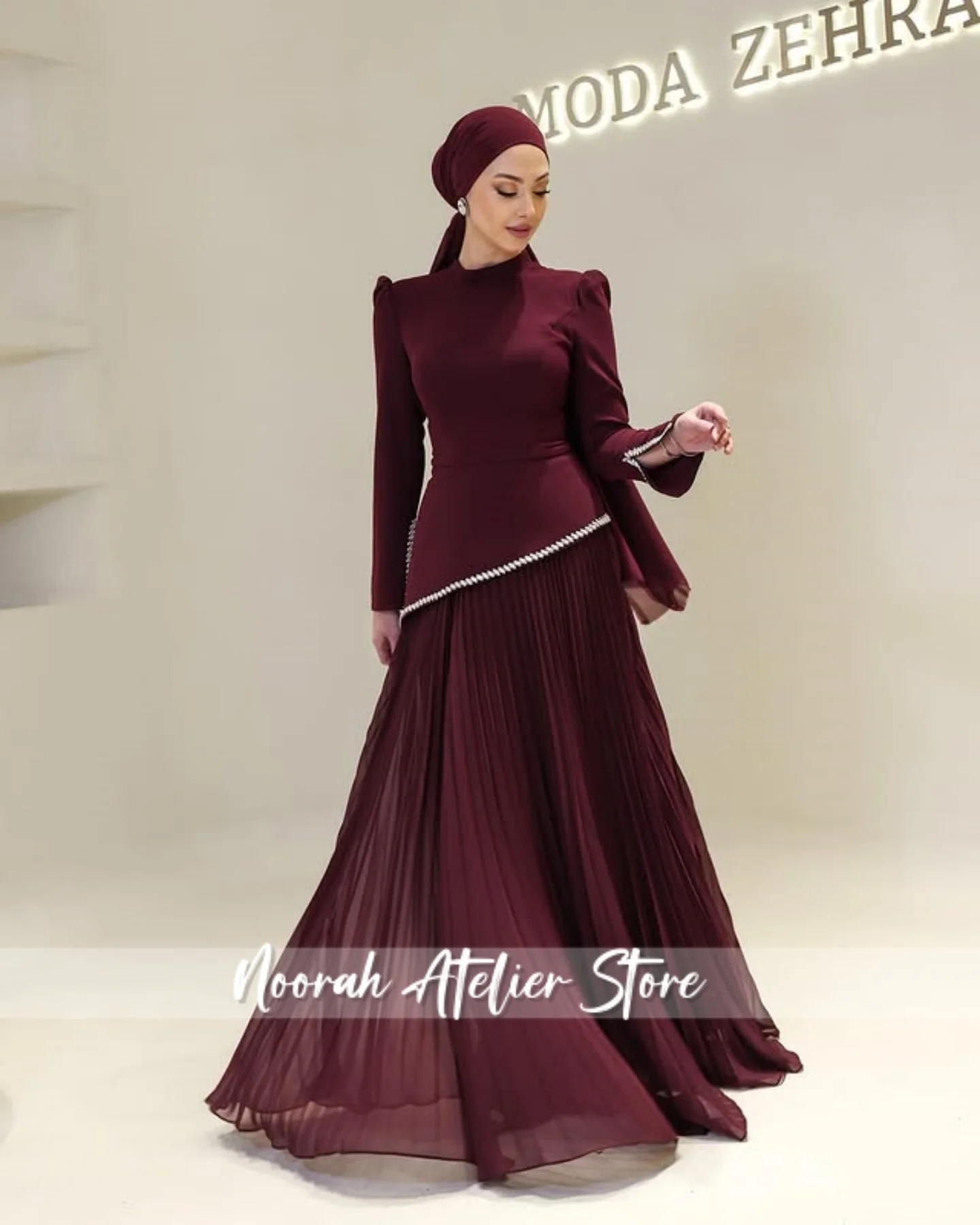 فساتين سهرة فاخرة أنيقة من الشيفون الكريب بألوان متباينة جديدة 2025 فستان نسائي إسلامي دبي H N للحفلات الراقصة حسب الطلب