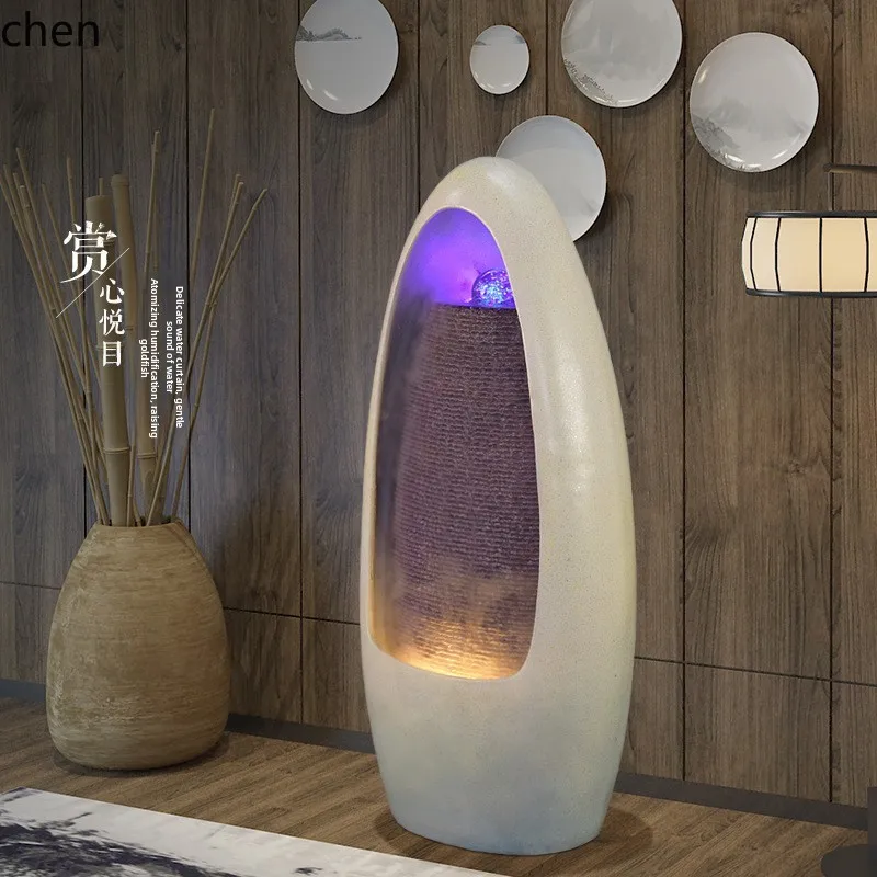 CZ Flowing Water Fountain TV Cabinet Beside Balcony Floor Ornament Home Decor Humidifier