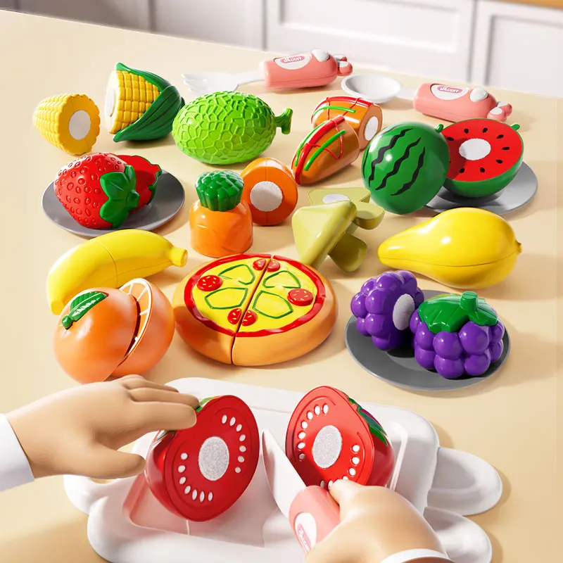 Jouet alimentaire pour enfants, Fruits et légumes, jeu de simulation, coupe de casseroles en plastique, éducation de cuisine, cadeaux pour enfants de 3 ans