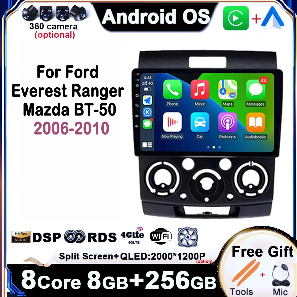 

for Ford Everest Ranger & Mazda BT50 2006-2011 Android 14 Car Radio Player GPS Navi QLED Touch Screen DSP Stereo 4G BT FAN WIFI