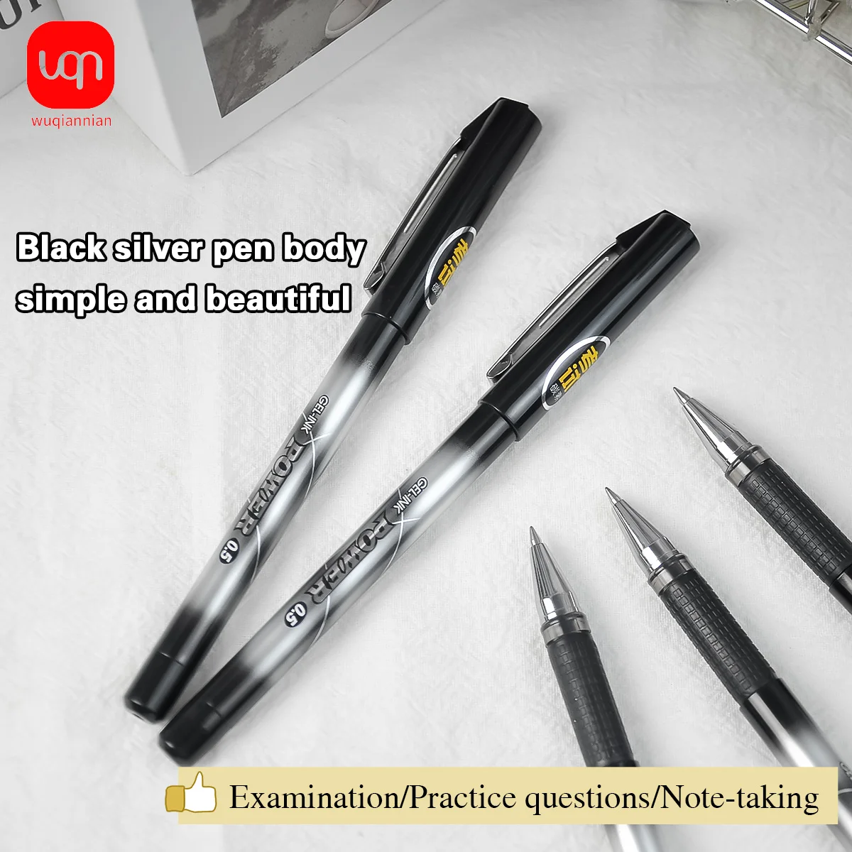 WQN 3/6/12 قطعة قلم كربون أسود 0.5 مللي متر محمول ومريح، سريع الجفاف، حبر عالي الجودة مستلزمات مكتبية مدرسية #1