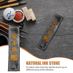 Ink Calligraphy Chinese Inkstone Stick Painting Stone Block Accessories grinding Soot Strip Kanji Dish Rest Brush(Random Color)