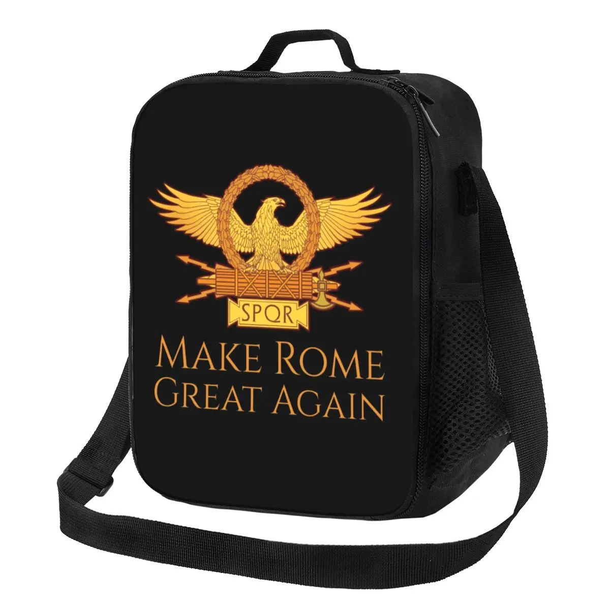 SPQR Make Rome Great Again Resuable Lunch Boxes Leakproof Gold Roman Imperial Eagle Cooler Thermal Food Insulated Lunch Bag Kids