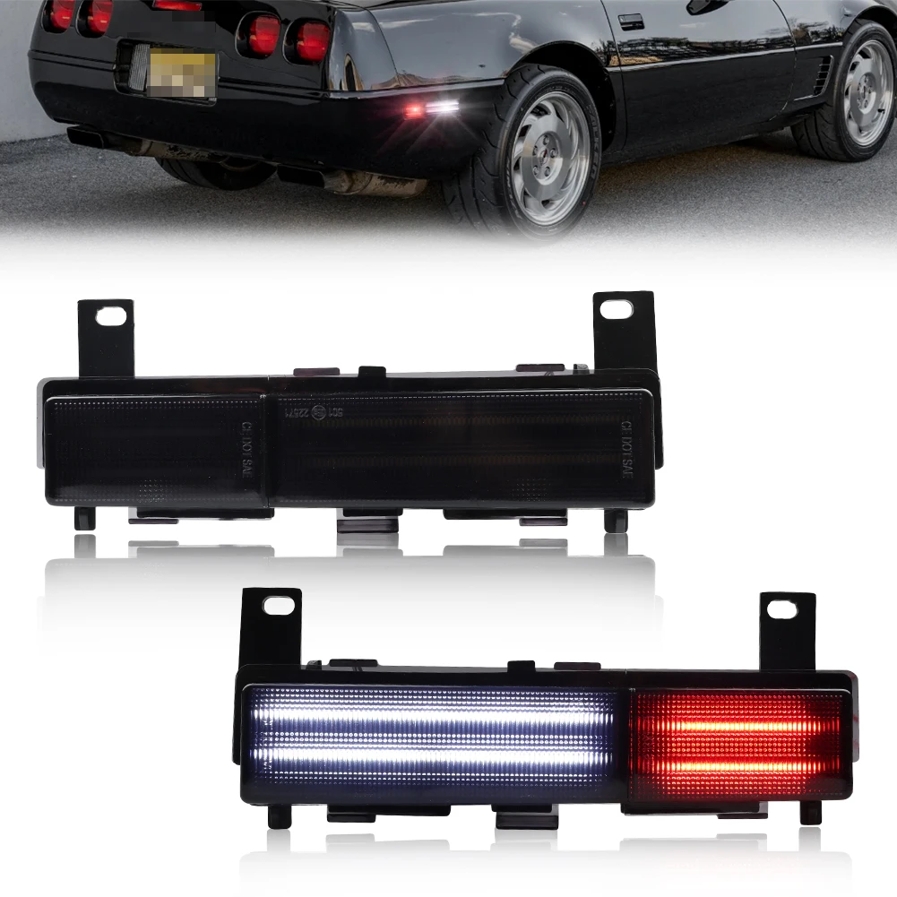 

2Pcs Rear Bumper Side Marker Light Fender Light Turn Signal Light Turn Warning Light W/ LED For 1988-1996 Chevy Corvette C4