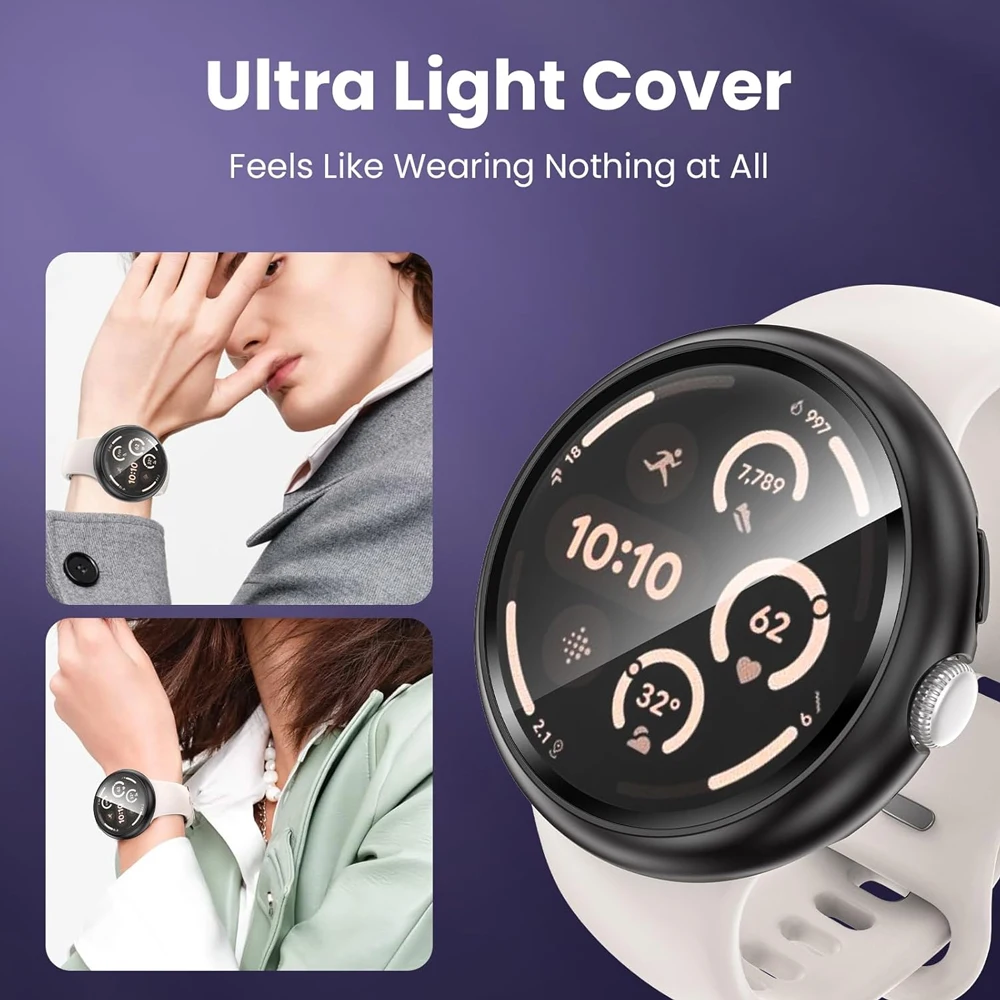 Verre trempé + boîtier pour Google Pixel Watch 3 41mm 45mm, housse de protection d'écran pare-chocs tout autour pour PC dur pour Google Pixel Watch 2