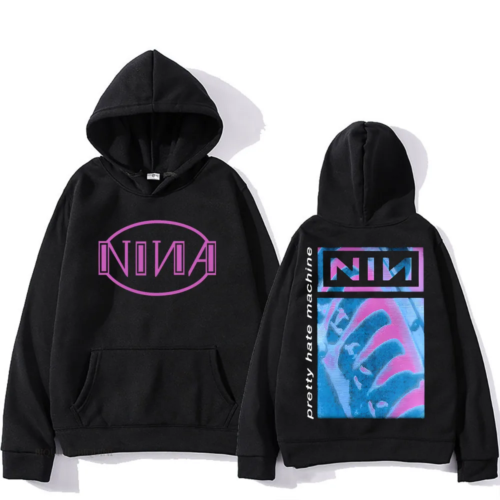 Nine Inch Nails Confirm Hooded Sweatwear Couple Casual Harajuku Punk Sweatshirt With Pocket Fleece Clothing Moletom Soft Hoody