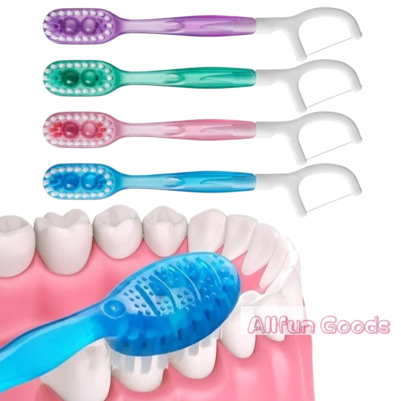 [TG835]2/12Pcs Portable Travel Toothbrush With Dental Floss Five-in-one Bursting Bead Disposable Cleaning Toothbrush