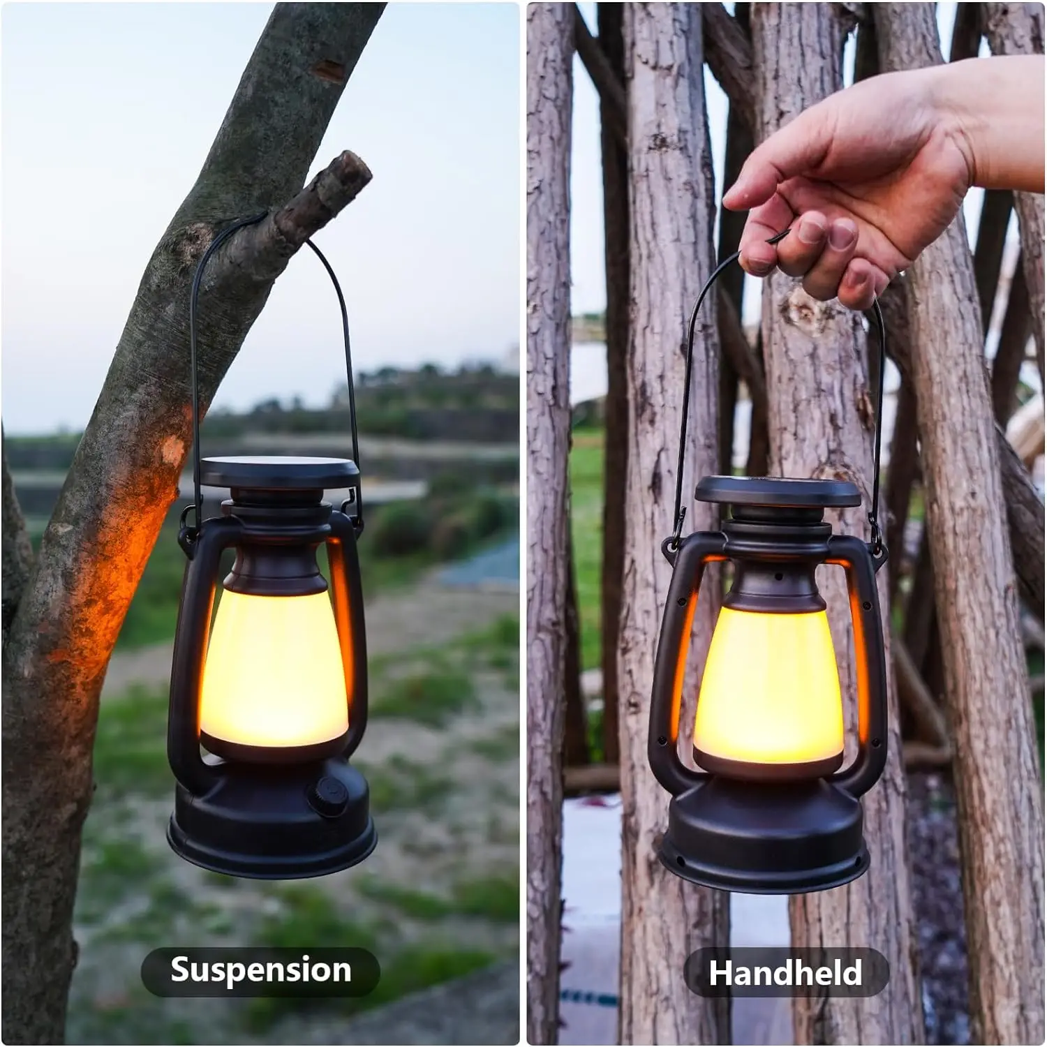 Retro Solar Camping Light USB Rechargeable LED Portable Lantern Waterproof Outdoor Hanging Emergency Tent Atmosphere Horse Lamp