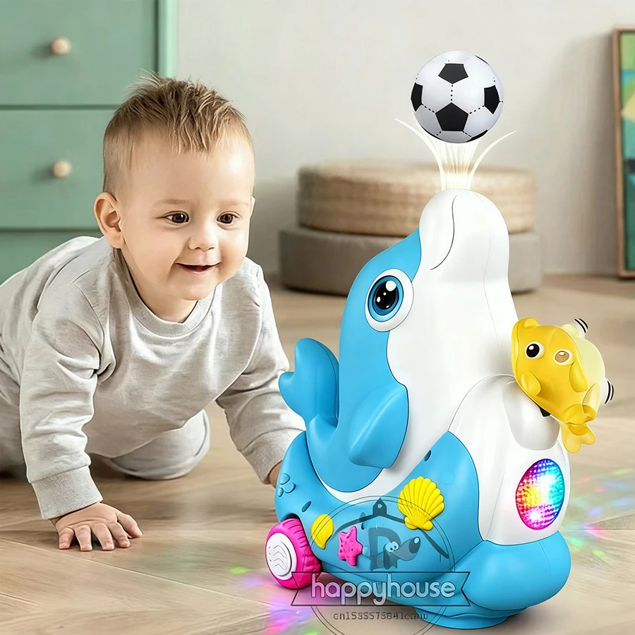 Musical Walking Dolphin Ball Toys for  Kid Musical Toy with LED Light Music Sensory Activity Toys Learning Educational Toys