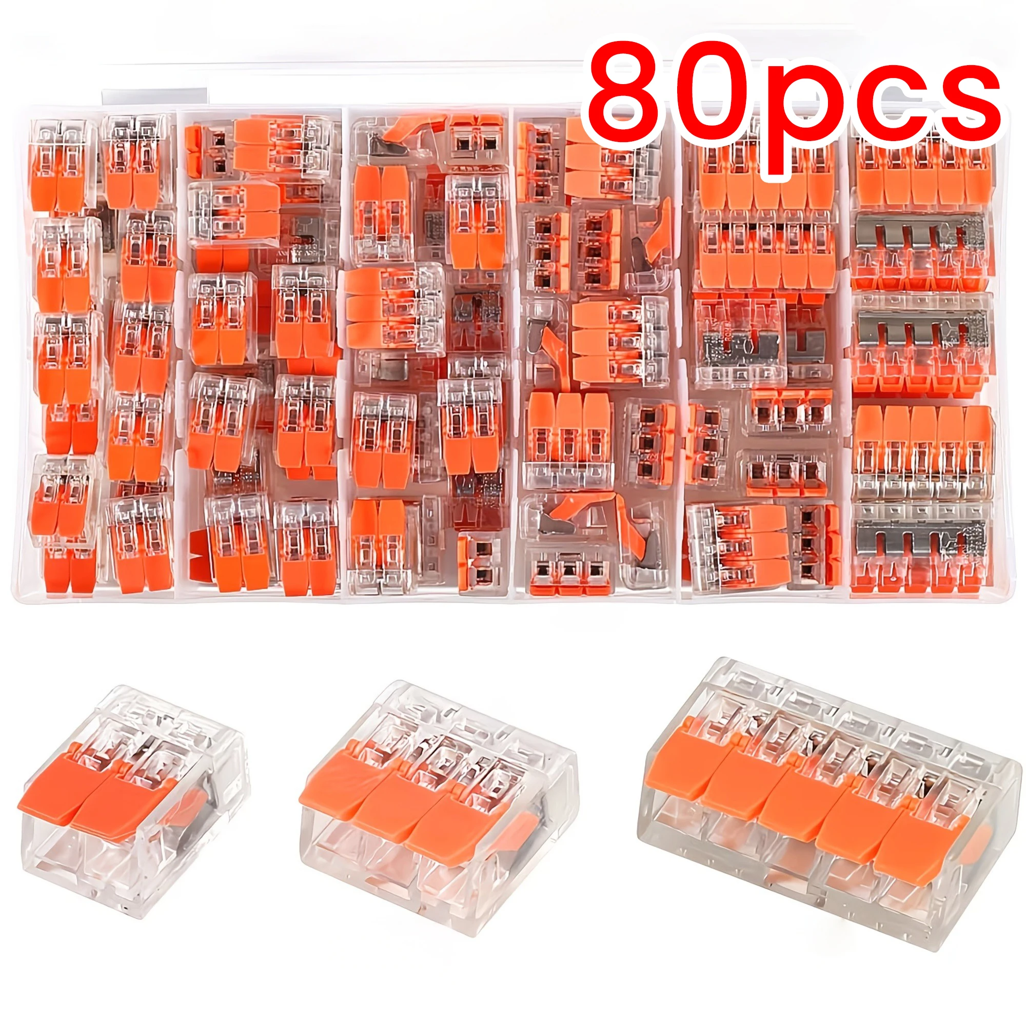 Wire Connectors Lever Nut Compact Splicing Connector Kit Push In Terminal Block Quick Electrical Cable Joint 2 3 5 Port Set