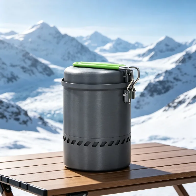 Aluminum Camp Cookware Removable Frying Pan Portable Cooking Pot Foldable handle pan Decoct Combination Pot Non-stick Cookware