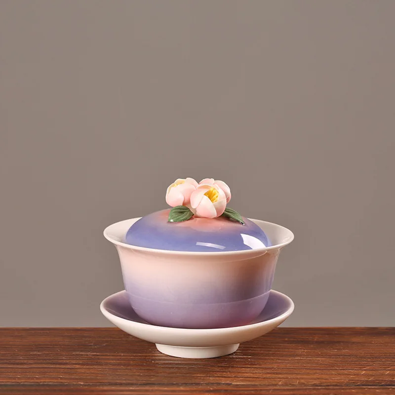 

1 Pc Hand Kneaded Flowers Ceramic Teacup Tea Bowl Tea Cup Tie Guanyin Pu'er Home Porcelain Tea Set