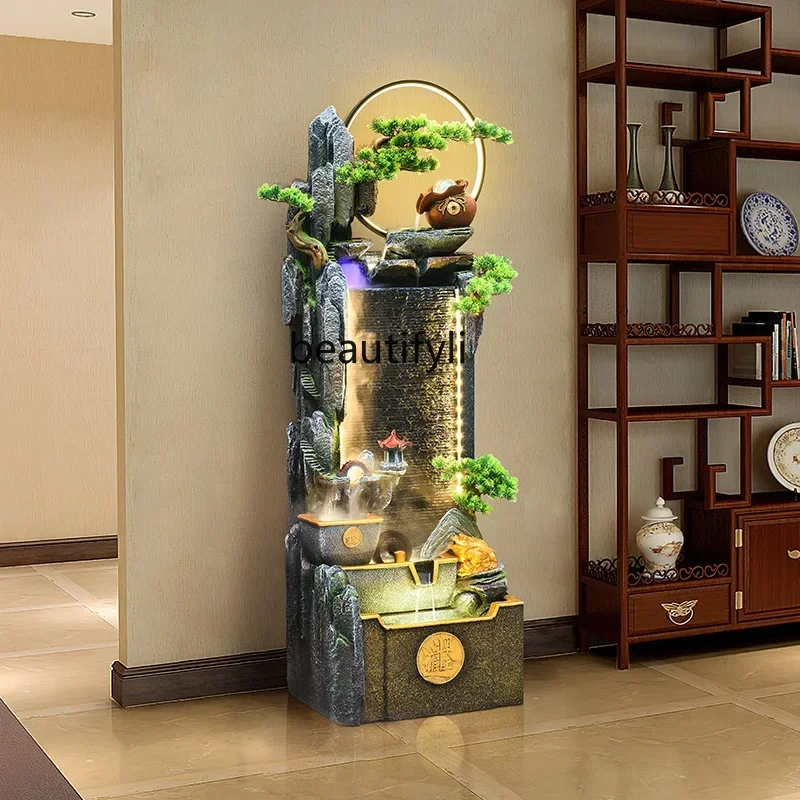 

Asmt51 ss Lucky Feng Shui Wheel Alpine Circulating Water Fountain Floor Ornament Office
