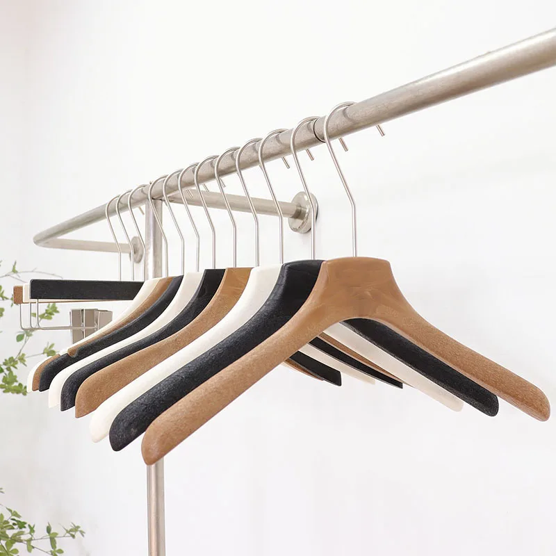 

2pc Retro Style High-end Clothes Hanger Non-slip Women's Clothing Store Hanger Wooden Grain Trouser Clip Used for Coats Skirts