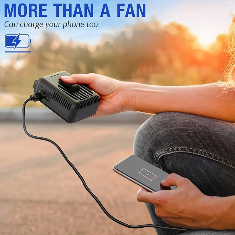 선풍기 충전식 허리 클립, 휴대용 벨트 선풍기, 배터리 작동식 목 선풍기, 조절 가능한 공기 배출구, 야외용 냉각 선풍기