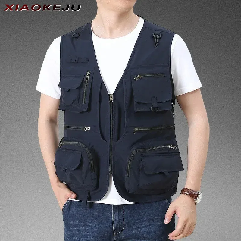 Vest Coat Waterproof Sleeveless Jacket Large Size Camping Men's Work Male Clothes Windbreaker Hunting Fishing Clothing Tactical