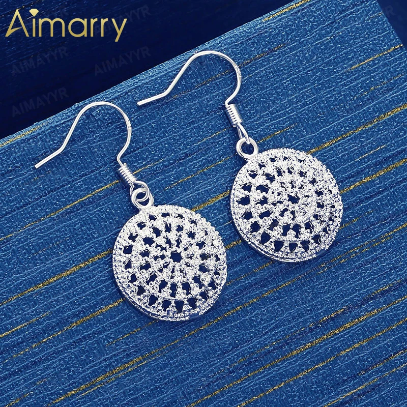 925 Sterling Silver Retro Hollow Disc Earrings for Women's Parties Banquets Engagements Weddings High-quality Fashion Jewelry