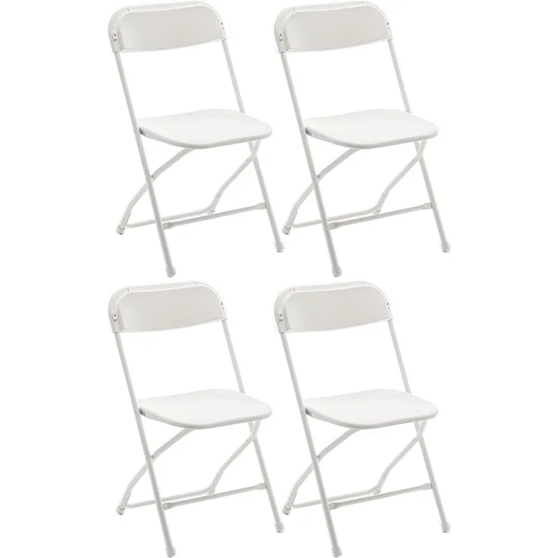 

Set of 4 Pack, White Plastic Folding Chair Steel Frame Commercial High Capacity Event Chair Lightweight Set for Office Wedding