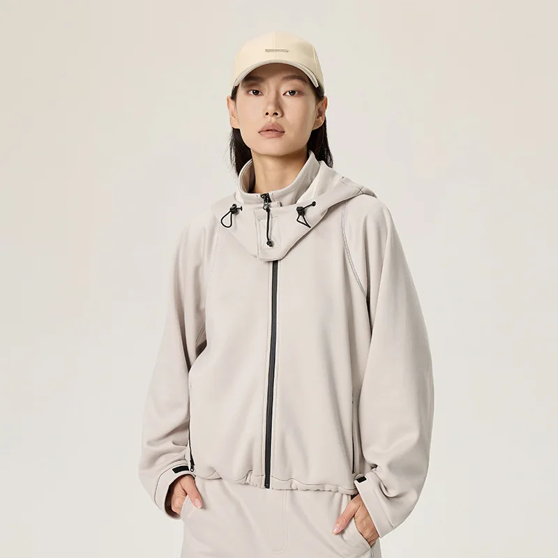 Lotus Leaf-Inspired Water-Repellent Cargo Jacket: Detachable Hood + Adjustable Extra-High Collar
