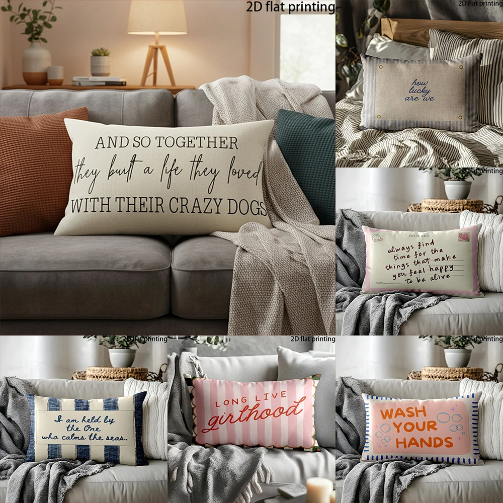 2D Flat-1pc # Quote Decorative Throw Pillow Covers , Zipper, machine washable, sofa, living room-comfortable home decoration.
