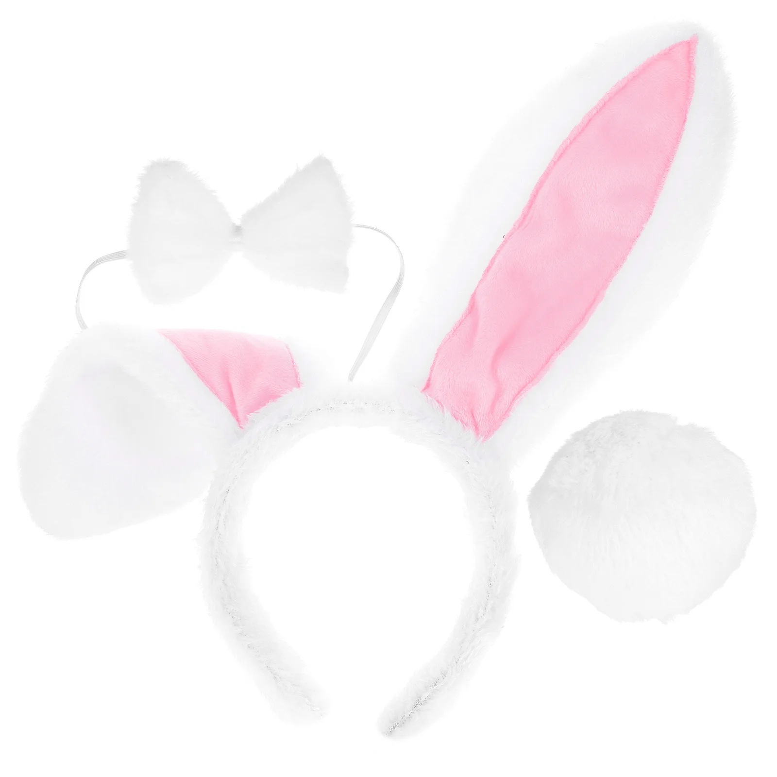 Four Piece Set Bunny Ear Headband Child Rabbit with Tail Plush Costume Accessories