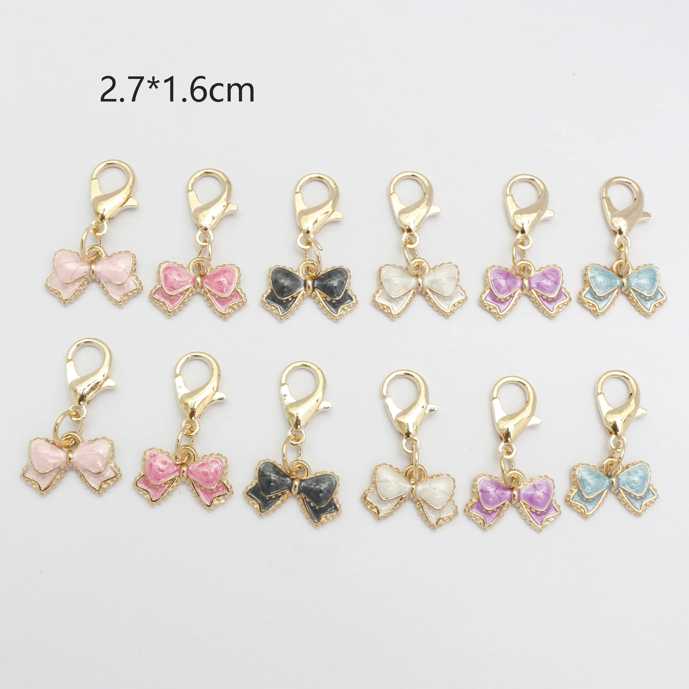 30pcs Alloy Droplet Oil Butterfly Knot Edged Collar Jewelry Pendant Necklace Earring Accessories Korean Style DIY Flower Trim