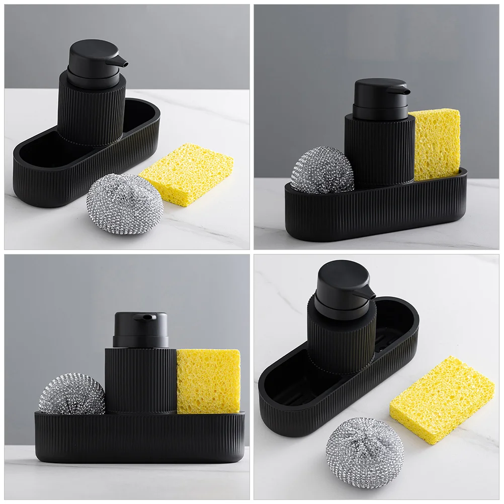 1 مجموعة الراتنج المطبخ موزع الصابون حامل الصابون الأطباق الإسفنج فرشاة المنظم بالوعة غسول الحاويات تنظيف المطبخ الأساسية #3