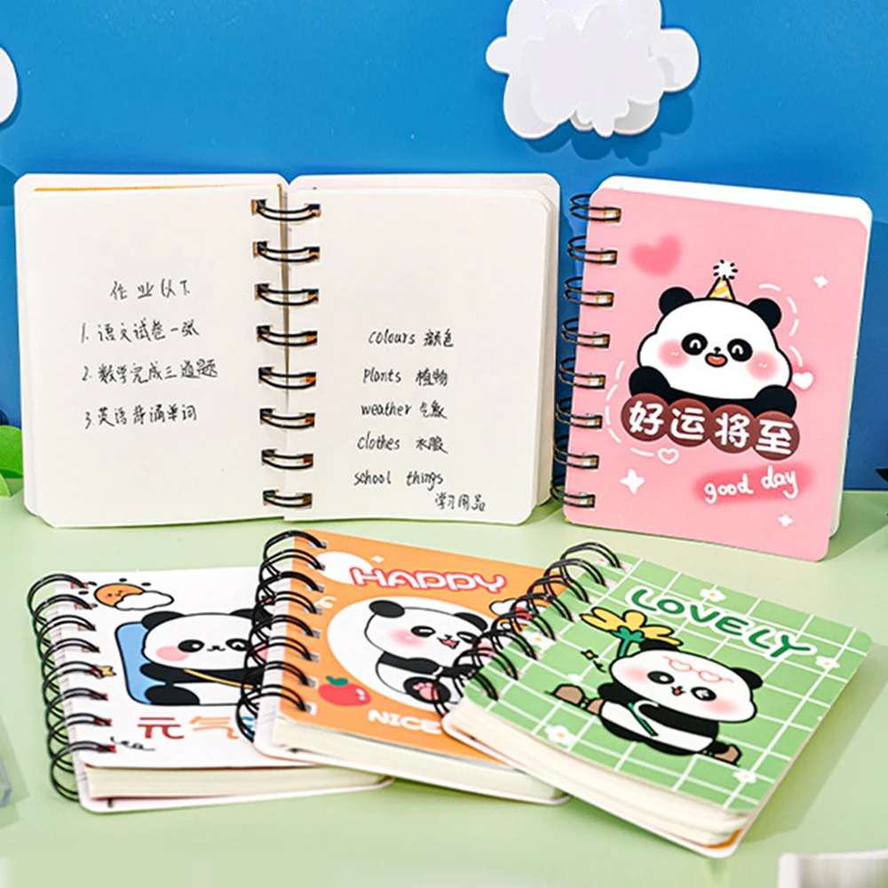Cartoon Notebook Stationery Pocket Learning Supplies Panda Coil Book INS Notebook Portable Mini Cute Student Notebook