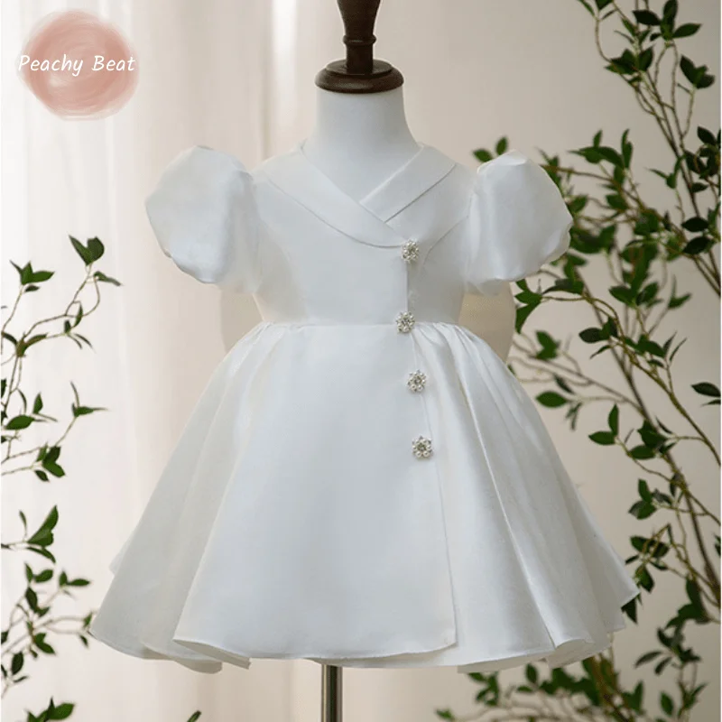 Baby Girl Princess Tutu Dress Infant Toddler Child Vestido Birthday Puff Sleeve Bow Frock Birthday Elegant Baby Clothes 1-12Y