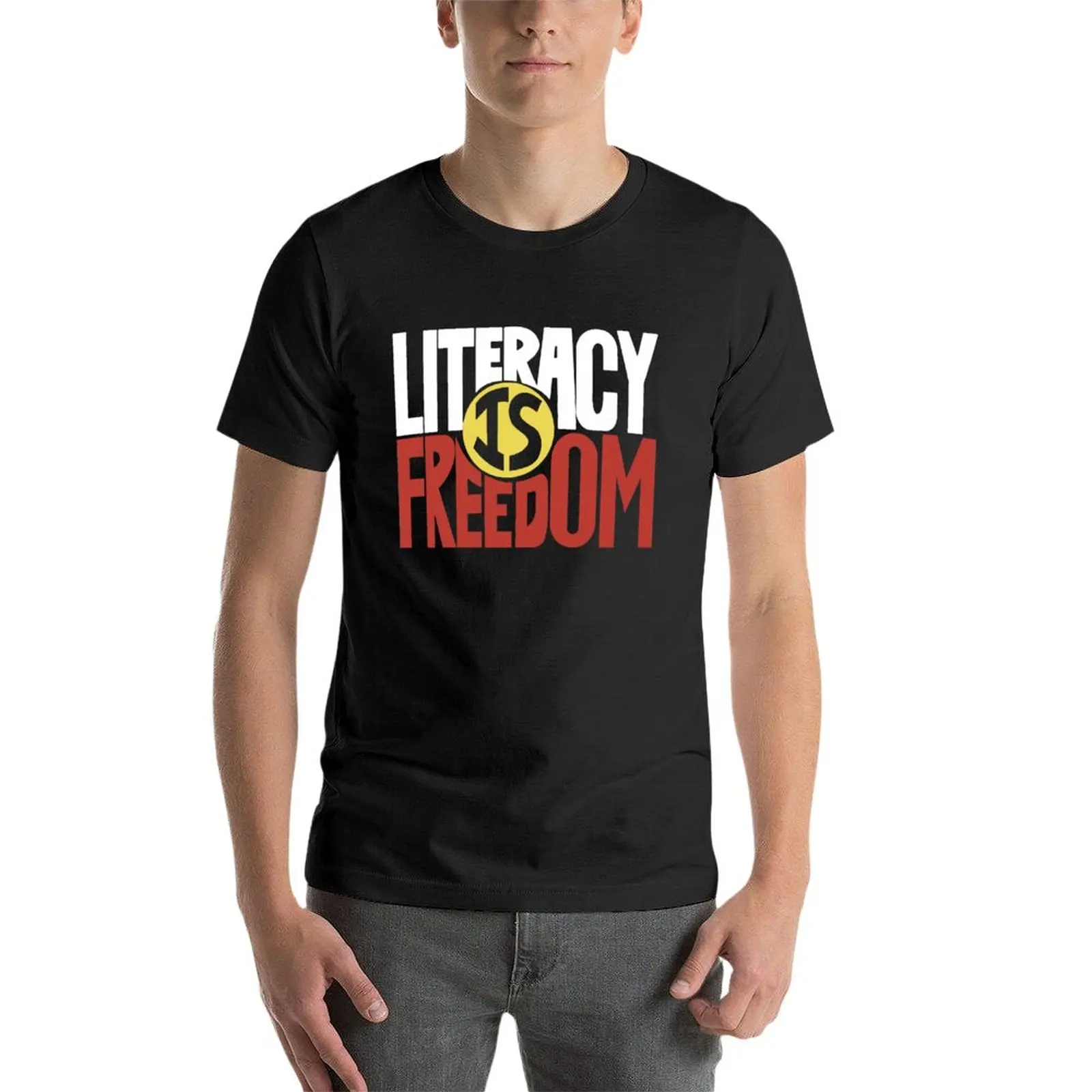 New Literacy Is Freedom T-Shirt plain t-shirt boys animal print shirt vintage clothes boys white t shirts mens cotton t shirts