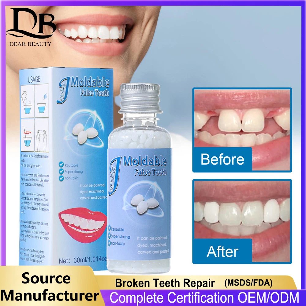 30ml Teeth Repair Broken Tooth Gaps Dental Resin Shapeable Teeth Glue Makeup Dentures Modification Temporary Filling